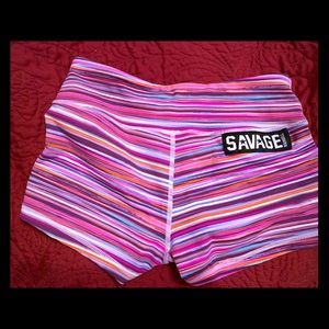 Savage Barbell booty short pink purple size small